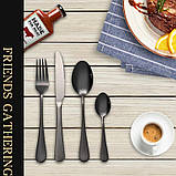 Набір столових приборів 24 предмети з неіржавкої сталі овальні Bestekset Classic чорний (LB-69109), фото 8
