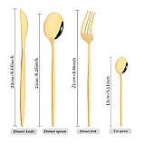 Набір столових приборів 24 предмети з неіржавкої сталі круглий Bestekset Modern золотий (LB-69085), фото 3
