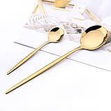 Набір столових приборів 24 предмети з неіржавкої сталі круглий Bestekset Modern золотий (LB-69085), фото 6
