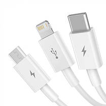 Кабель Baseus Superior Series Cable USB to Type-C/Lightning/MicroUSB 3.5A 1.5m CAMLTYS-02 White, фото 4