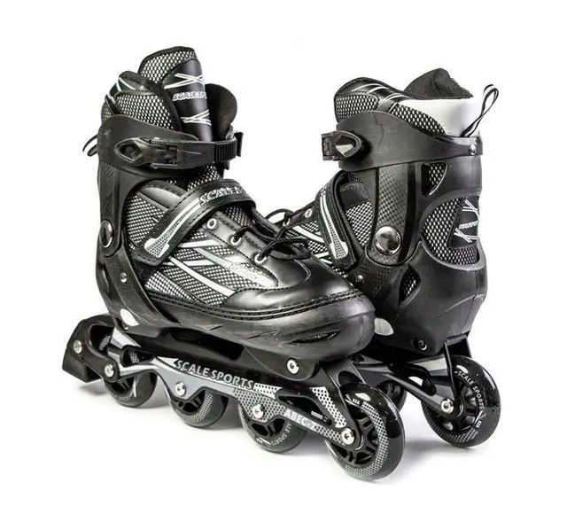 Ролики розсувні для дорослих із PU колесами Scale Sports Adult Skates. Чорні, розмір 41-44