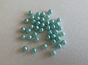 Намистини кулька пластикові 8мм (10гр) колір блакитний перламутр