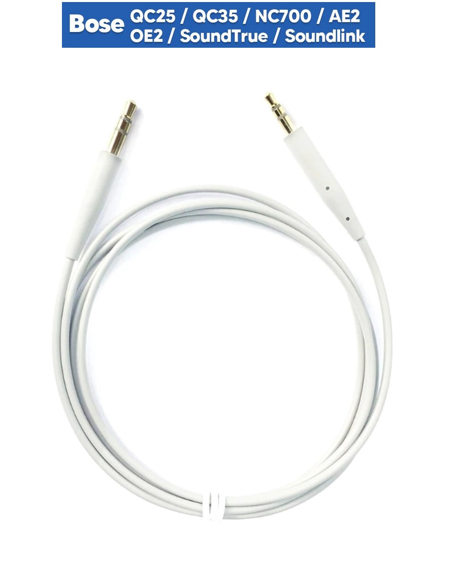 Кабель для навушників Bose QuietComfort Ultra QC25 35 OE2 NC700 SoundLink SoundTrue Bose QC45 Колір Білий White, фото 1