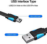 Кабель Vention Mini USB 2.0 для зарядки та передачі даних 480Mbps 1 м Чорний VAS-A14-B100, фото 3