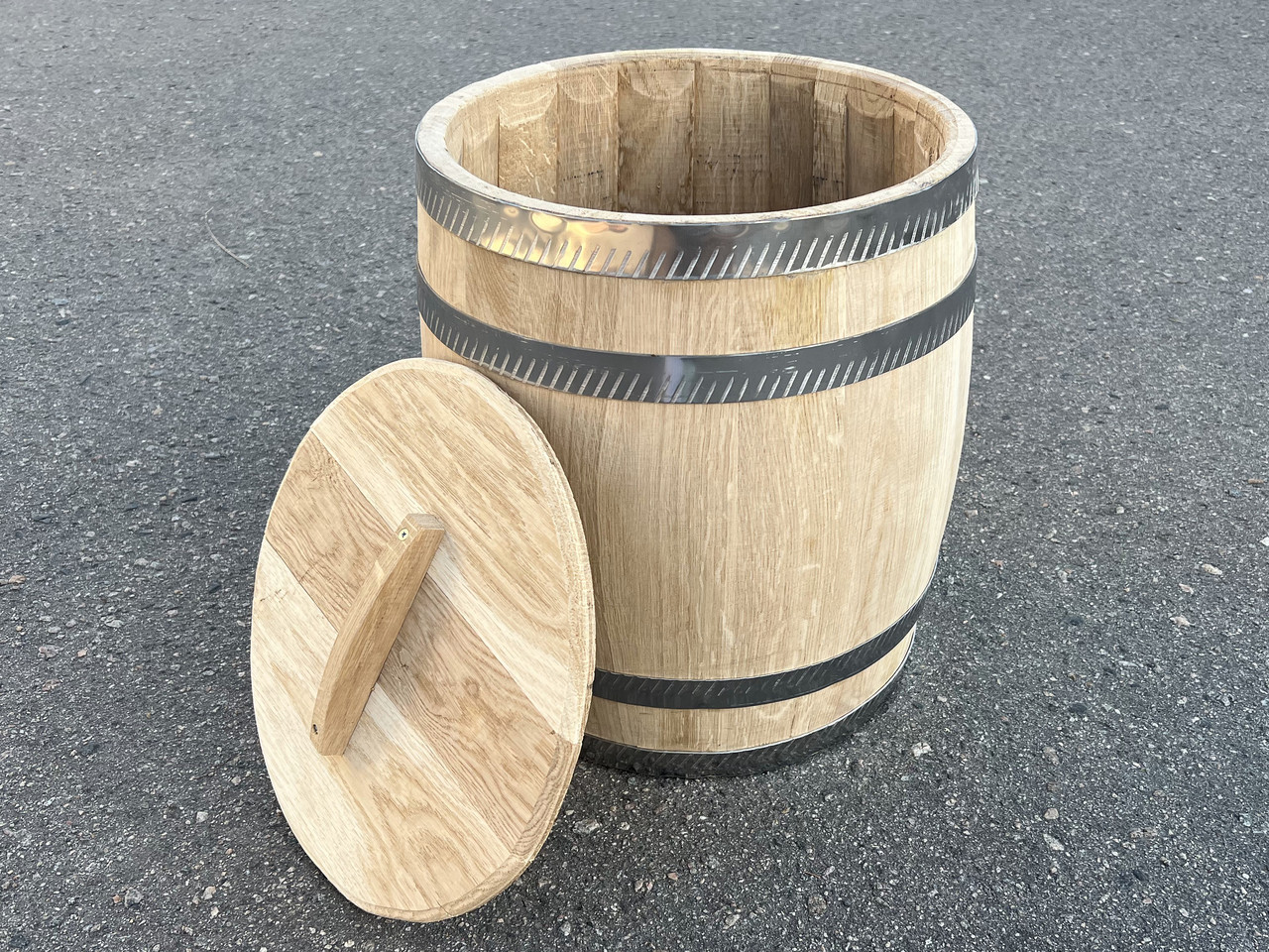 Дубова Бочка для Засолювання 200 л. Бочка для Ферментації Капусти, Яблук, Моркви. Нержавіючі Обручі, фото 1