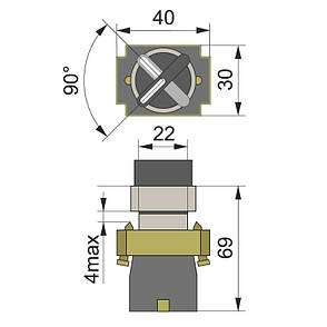 Перемикач кнопковий на 2 фіксованих положення PB2-ВD21, Ø22mm, NO Electro, фото 3