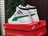 Жіночі кросівки Puma Zone шкіряні стильні осінні білі зелені, фото 4