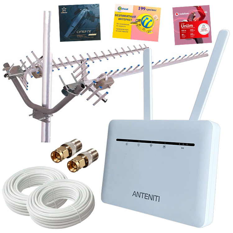 4G Wi-Fi комплект інтернет для села з потужною антеною 32 Дб (роутер Anteniti B535 + антена 32 Дб)
