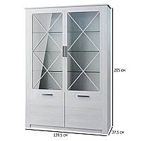 Двухдверный шкаф-витрина Эшли 2Д2В 139.5 см сосна водевиль в стиле прованс