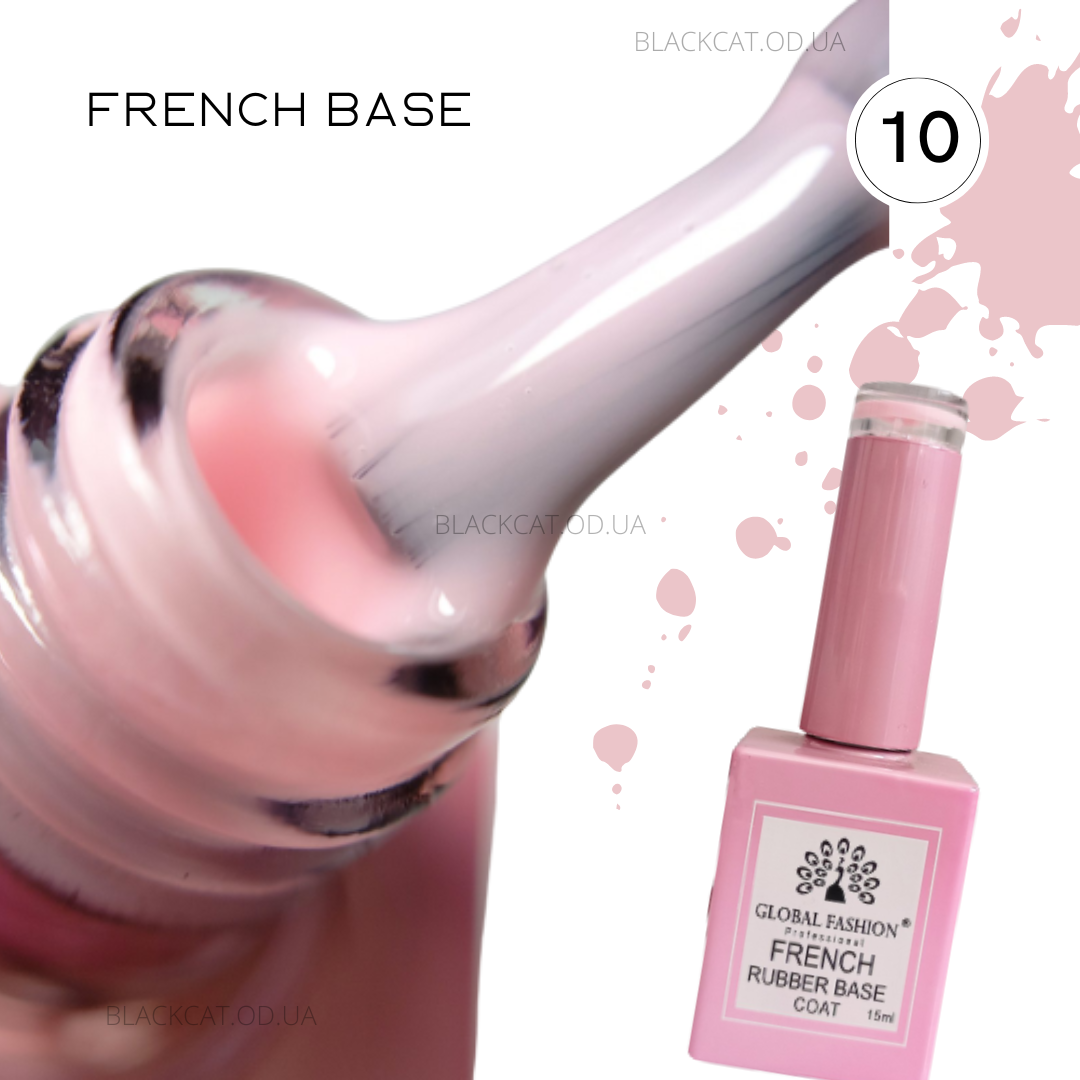 Камуфлююча рожева база French Rubber Base Global Fashion 15 ml №10