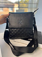 Шкіряна чоловіча чорна сумка Louis Vuitton Луї Вітон ЛВ