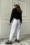 Легкі штани з трикотажу спів вільного крою 42-48 розміри білий і чорний, фото 4