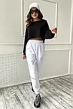 Легкі штани з трикотажу спів вільного крою 42-48 розміри білий і чорний, фото 3