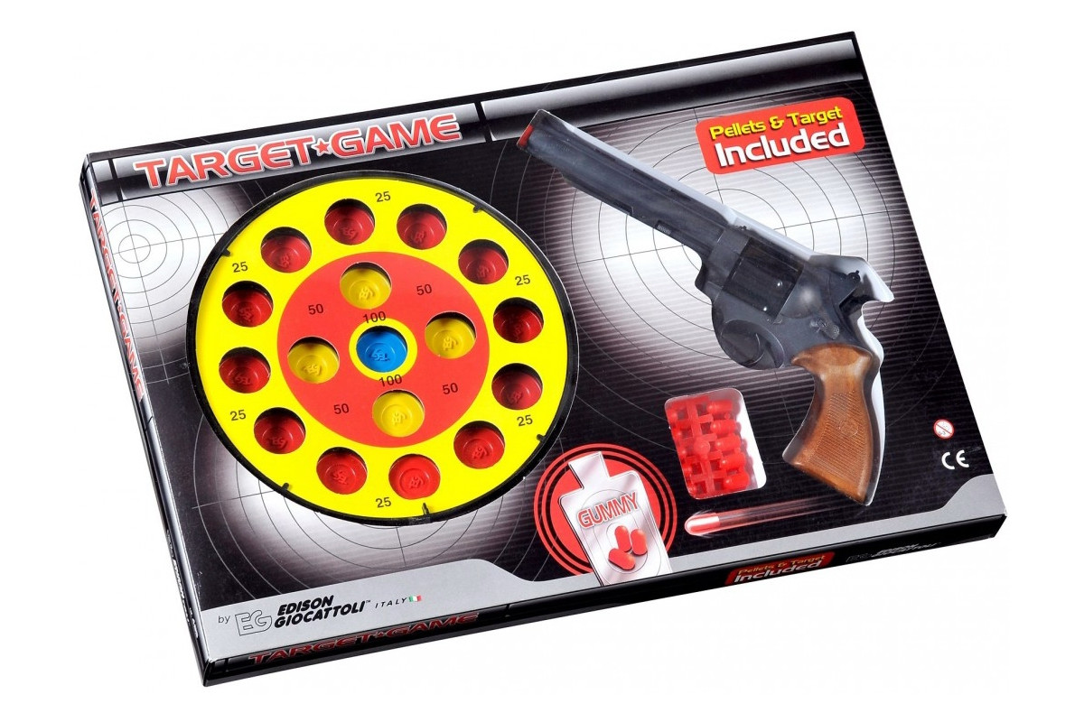 Іграшковий пістолет з мішенню Edison Giocattoli Target Game 28 см 8-зарядний (485/22)