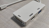Адаптер переходник Thunderbolt 3in1 Mini DP to VGA HDMI DVI 10 см