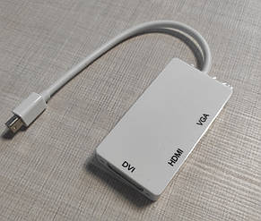 Адаптер перехідник Thunderbolt 3in1 Mini DP to VGA HDMI DVI 10 см, фото 4