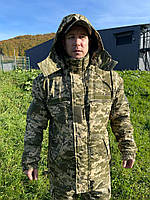 Тактическая куртка бушлат Пиксель на синтепоне и флисе зима до -35°C камуфляж ткань Грета 53%хб 43%пе