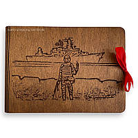 Дерев'яний фотоальбом - подарунок на 14 жовтня для чоловіка, жінки, воїнів | оригінальний альбом руский воєнний корабль іди...