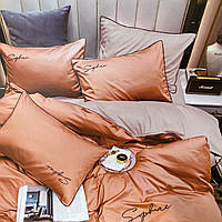 Комплект сатинового постельного белья Полуторного размера высокого качества