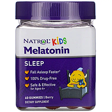 Для сну дитячий Мелатонін Natrol Kids Melatonin 1 мг 60 жувальних цукерок смак Ягода