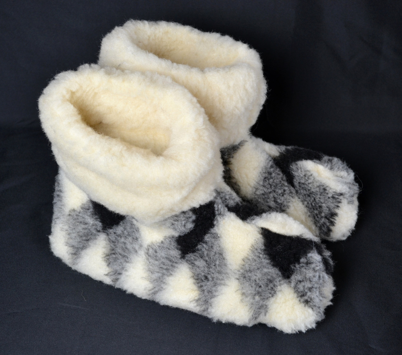 Чуні в клітинку з натуральної овечої вовни (унісекс) I Уги кімнатні I Теплі чуні з овечої вовни