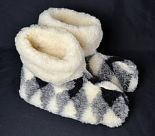 Чуні в клітинку з натуральної овечої вовни (унісекс) I Уги кімнатні I Теплі чуні з овечої вовни