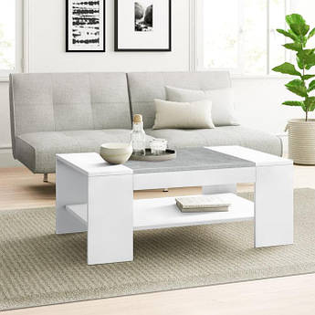 Приліжковий журнальний столик ЖС-15, Білий/Бетон