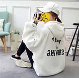 Толстовка жіноча оверсайз однотонна зимова на флісі, фото 4