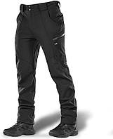 Мужские зимние тактические брюки M-Tac Softshell, утепленные флисовые брюки черные, размер S