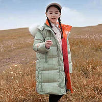 Дитячий та підлітковий зимовий довгий пуховик пальто для дівчинки. Теплий пуховик