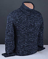 Мужской теплый свитер под горло тёмно-синий Турция 7082 М