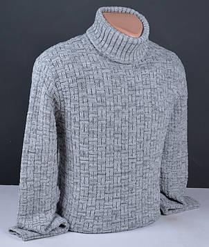 Чоловічий теплий светр під горло сірий Туреччина 7085