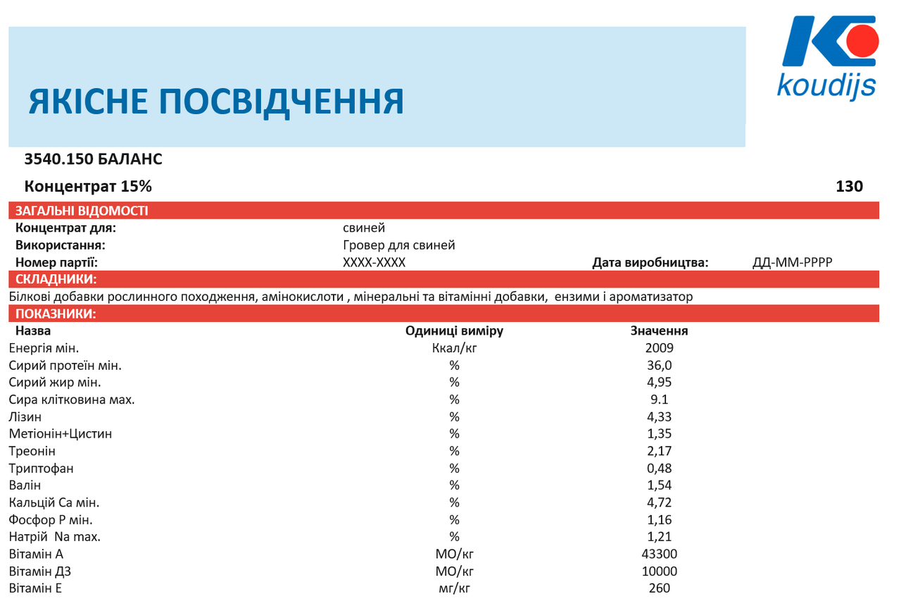 Гровер для свиней Концентрат (БМВД) 15% (від з 30 кг живої ваги) (25 кг) Коудайс Україна 3540.150 Баланс - фото 5 - id-p1691984911