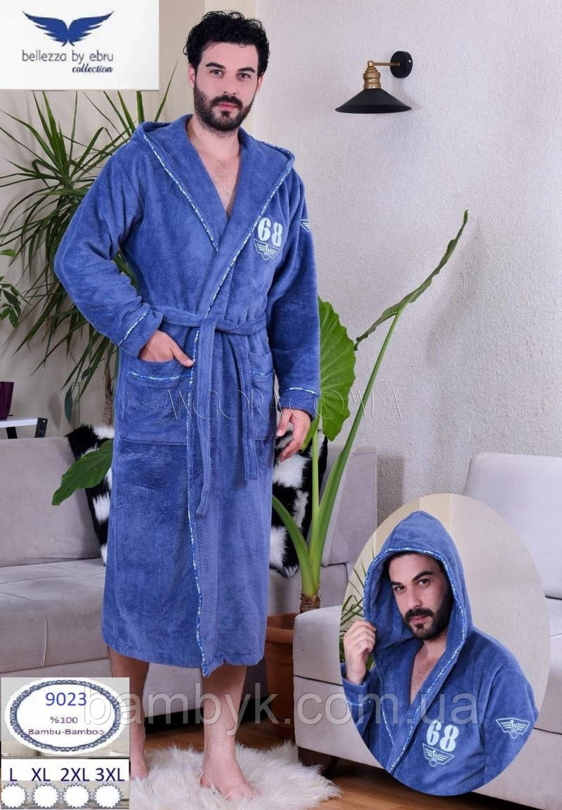 Чоловічий Халат З Каптуром Бамбуковий Натуральний Bellezza Туреччина BZ-9023