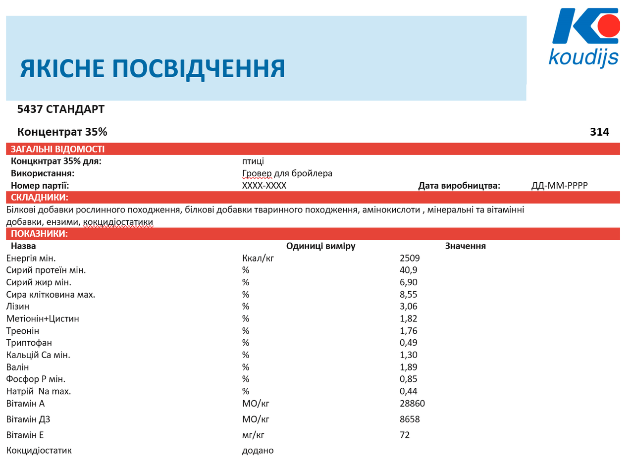 Концентрат Гровер для бройлерів 35% Стандарт Коудайс (11-40д) (25кг) Коудайс 6730.350 (5437) - фото 4 - id-p1691984933