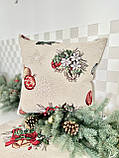 Наволочка гобеленова Новорічна , двостороння 45х45 см.,, фото 2