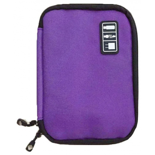 Дорожній органайзер для заряджання, дротів і кабелів. Фіолетовий, фото 1