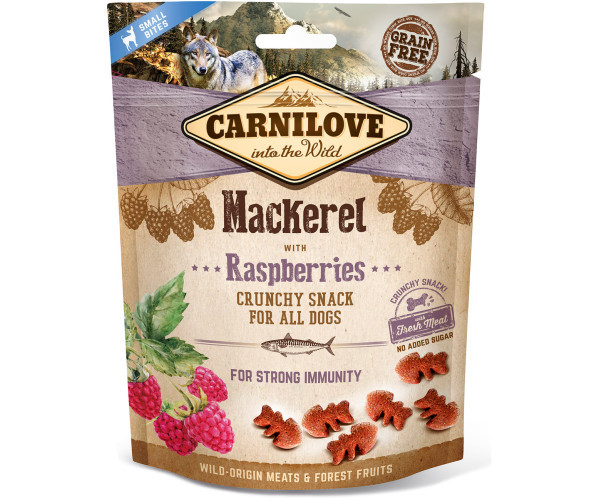 Carnilove Dog Crunchy Snack зі скумбрією та малиною для собак-200гр