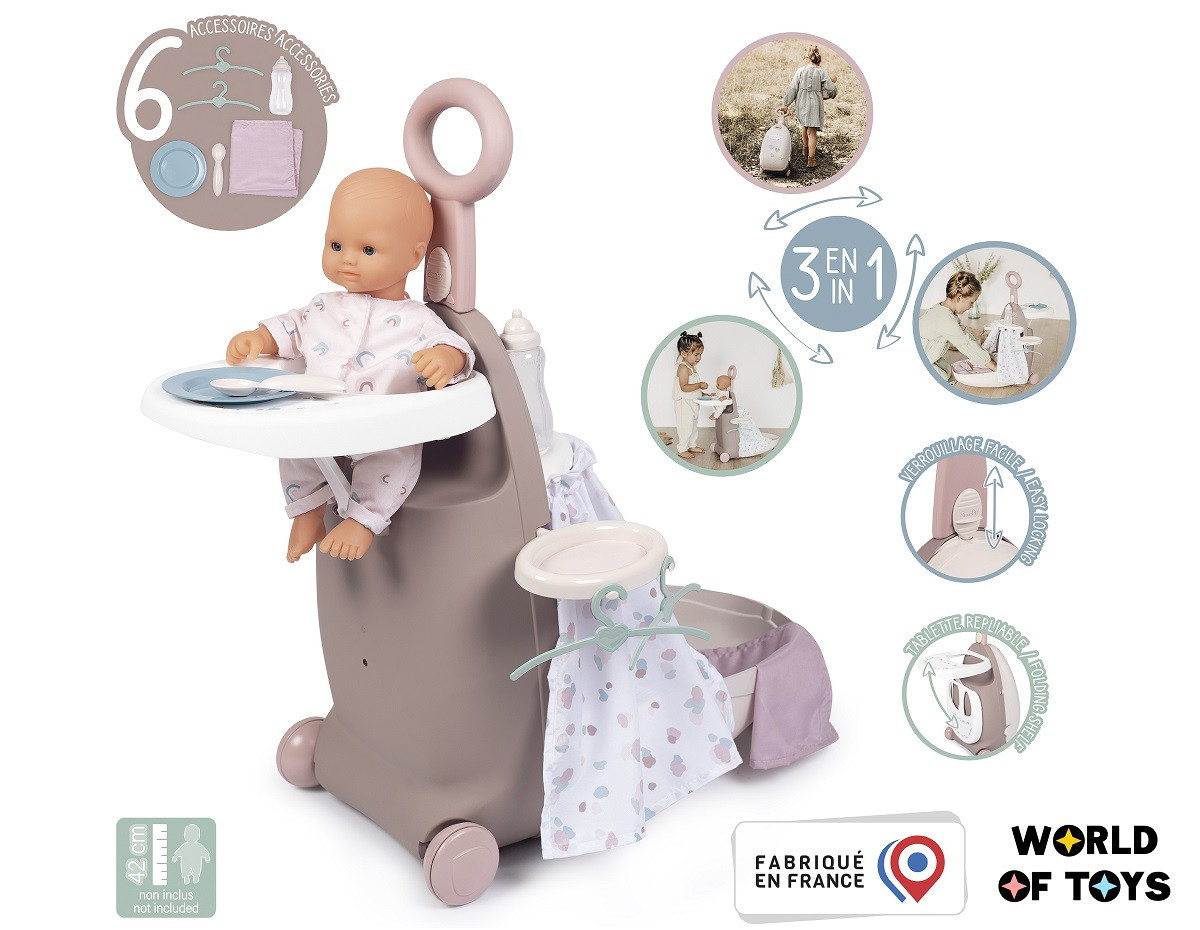 Ігровий набір Smoby Toys Baby Nurse Розкладна валіза 3 в 1 (220374)