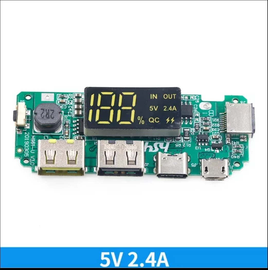 Модуль заряджання для повербанка 2 USB, швидке заряджання з дисплеєм ...