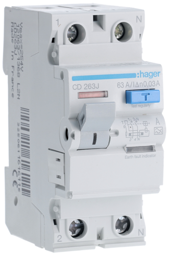 Диференційне реле ПЗВ CD263J 2P 63A 30mA А