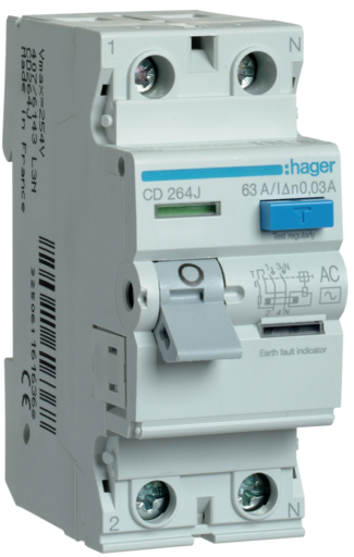 Диференційне реле ПЗВ CD264J 2P 63A 30mA АС