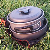 Набір туристичного алюмінієвого посуду для приготування їжі Cooking Set котелок, сковорода, ds-200, фото 2