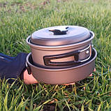 Набір туристичного алюмінієвого посуду для приготування їжі Cooking Set котелок, сковорода, ds-200, фото 3