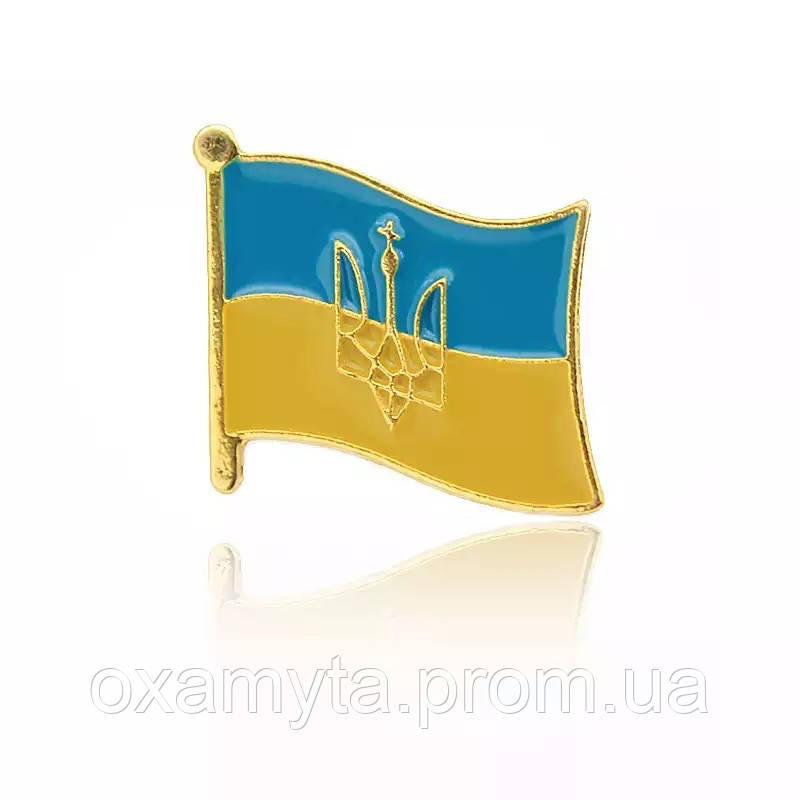 Купить Значок патриотический флаг Украины с гербом трезубец желто ...