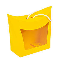 Подарункова коробка з вікном і ручками 155х80х140, жовта