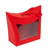 Подарункова коробка з вікном і ручками 155х80х140, червона
