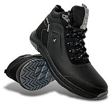 Черевики підліткові зимові Splinter шкіряні з натуральним хутром високі чорні зі шнурівкою 17 19