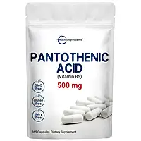 Microingredients Pantothenic Acid Vitamin B5, 365 Capsules,кислота пантотеновая Б5 , 365 капсул