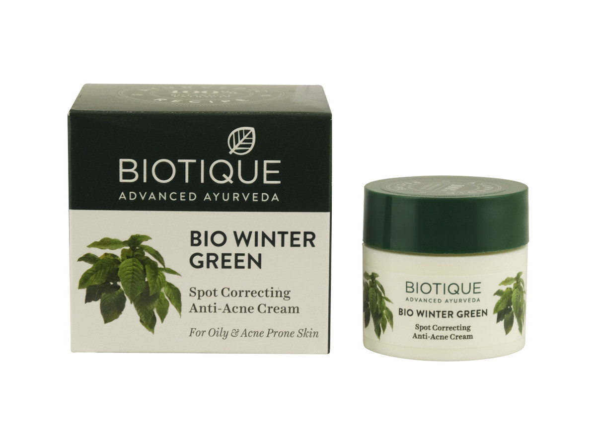 Протизапальний крем для обличчя BIO WINTER GREEN CREAM BIOTIQUE 16г Вінтер Грін від прищів та подразнень, фото 1